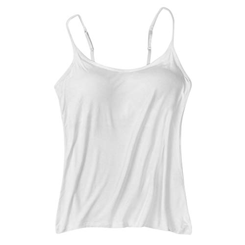 Damen Sexy Tank Top Einteiliges Mieder mit BH-Pads Ausgeschnitten Tops Ärmellos Unterhemd Camisole Sommer Shirts Weste Neckholder Tops Einfarbig Strickoberteil von SGFY