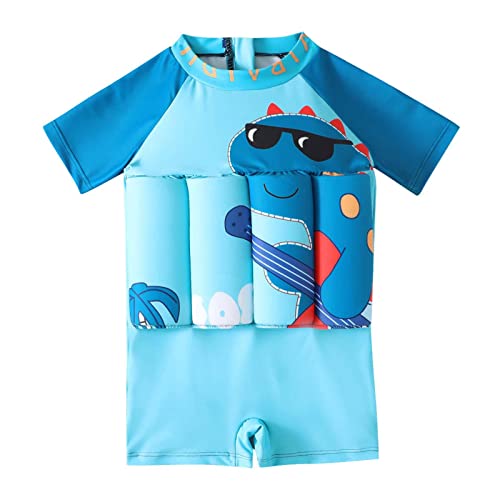 Schwimmanzug für Jungen Rückenreißverschluss Einteiliger Badeanzug Kleinkind Baby Float Anzug einteilige Badebekleidung Rashguard Cartoon kurze Ärmel Zip Up Auftrieb Badeanzug 6 Monate - 4 Jahre von SGFY