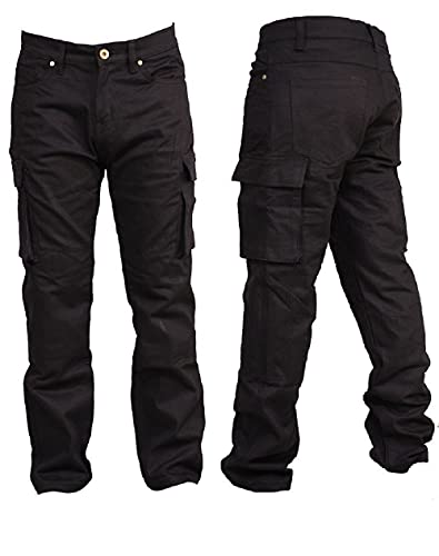 SGI-BIKE Herren Dupont™ Kevlar® Motorrad Jeans Hose Motorradjeans mit 4X Protektoren (Cargo Black) (W38/L31) von SGI-BIKE