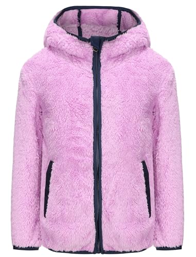 Mädchen-Jacke mit durchgehendem Reißverschluss, ultraweiches Sherpa-Fleece-Kapuzen-Sweatshirt, Lavendel, 7-8 Jahre von SGMWVB