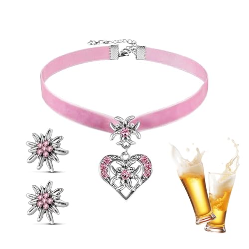 SGQTGIMU 3 Stück Trachtenschmuck Set Trachten Schmuck für Damen Trachtenschmuck Damen Trachtenkette mit Herz & Ohrstecker Dirndl Kette für Dirndl, Bayerisch, Oktoberfest & Bierfest Accessoires SGQTGIMU 3 Stück Trachtenschmuck Set Trachten Schmuck für Damen Trachtenschmuck Damen Trachtenkette mit Herz & Ohrstecker Dirndl Kette für Dirndl, Bayerisch, Oktoberfest & Bierfest Accessoires von SGQTGIMU
