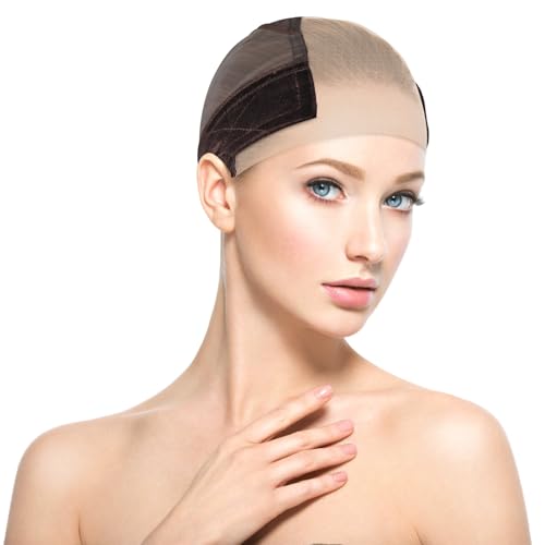 SGQTZDZQ Spitzen-Perücken-Griffkappe für Frauen, verstellbare Perückenkappen, um Perücken an Ort und Stelle zu halten, U-förmiges Stirnband (braun) von SGQTZDZQ