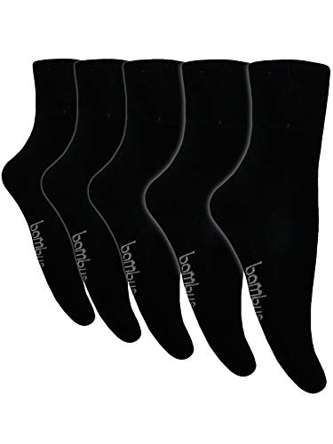 5-10 Paar Bambus Socken Herren Bambussocken Normallang Damen (35-38, 5 Paar Schwarz) von SGS