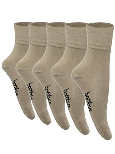 5-10 Paar Bambus Socken Herren Bambussocken Normallang Damen (39-42, 5 Paar Beige) von SGS