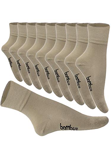 5-10 Paar Bambus Socken Herren Bambussocken Normallang Damen (43-46, 10 Paar Beige) von SGS