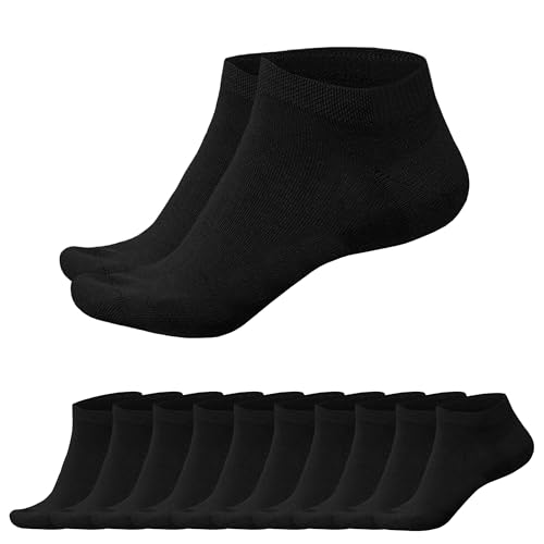 SGS Komfort Bambus Sneaker Socken Herren Damen - Weiche Pique Bund Bambus Socken Schwarz - Geruchskiller- 5er oder 10er Pack - Geeignet als Diabetikersocken SGS Komfort Bambus Sneaker Socken Herren Damen - Weiche Pique Bund Bambus Socken Schwarz - Geruchskiller- 5er oder 10er Pack - Geeignet als Diabetikersocken von SGS