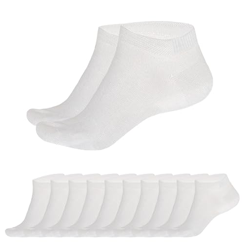 SGS Komfort Bambus Sneaker Socken Herren Damen - Weiche Pique Bund Bambus Socken Schwarz Gegen Schweiß - Geruchskiller- 5er oder 10er Pack von SGS