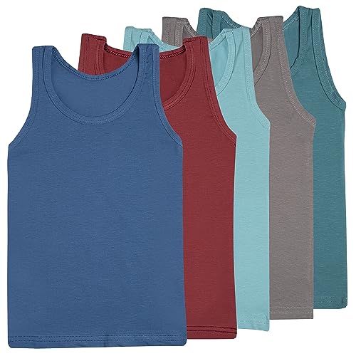 SGS 5er Pack Jungen Unterhemden Kinder Unterwäsche für Jungen Tanktop Unterhemd Grau Uni 164 170 von SGS