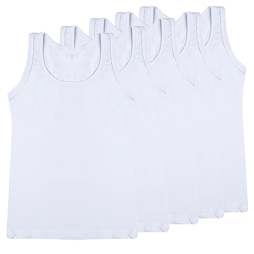 SGS 5er Pack Unterhemden Jungen Unterwäsche für Jungen Kinder Tanktop Weiß 146-152 von SGS