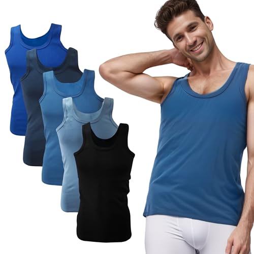 SGS 5er-Pack: Stilvolle Unterhemd Herren & Tank Top Herren in Weiß und Schwarz oder Bunt - Feinripp Muskelshirts Männer & Unterziehshirt Mann S-6XL von SGS