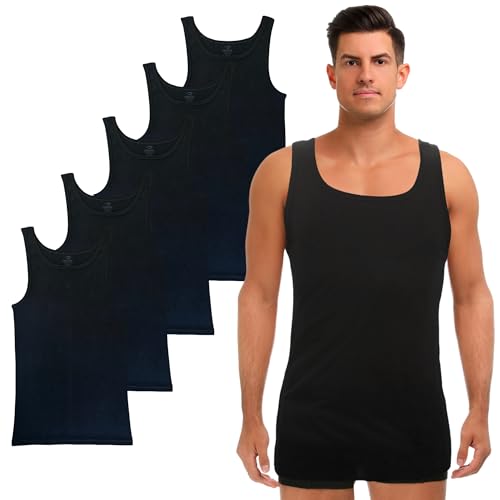 SGS 5er-Pack: Stilvolle Unterhemd Herren EXTRA LANG +12 cm & Tank Top Herren - Feinripp Muskelshirts Männer & Unterziehshirt Mann von SGS