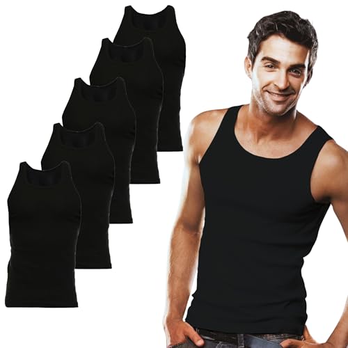 SGS 5er-Pack: Stilvolle Unterhemd Herren & Tank Top Herren in Weiß und Schwarz oder Bunt - Feinripp Muskelshirts Männer & Unterziehshirt Mann S-6XL von SGS