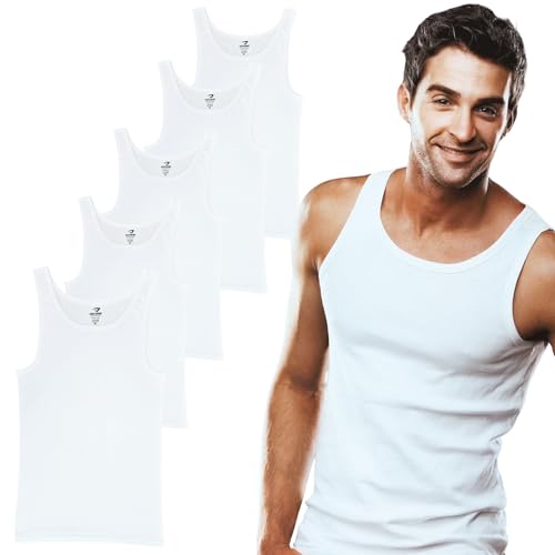 SGS 5er-Pack: Stilvolle Unterhemd Herren EXTRA LANG +12 cm & Tank Top Herren - Feinripp Muskelshirts Männer & Unterziehshirt Mann von SGS