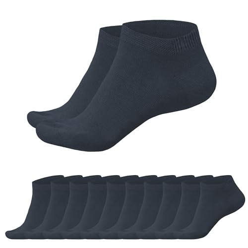 SGS Komfort Bambus Sneaker Socken Herren Damen - Weiche Pique Bund Bambus Socken Schwarz Gegen Schweiß - Geruchskiller- 5er oder 10er Pack von SGS