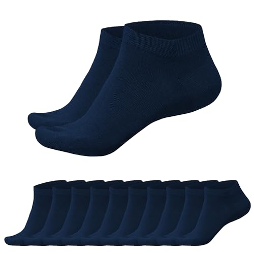 SGS Komfort Bambus Sneaker Socken Herren Damen - Weiche Pique Bund Bambus Socken Schwarz Gegen Schweiß - Geruchskiller- 5er oder 10er Pack von SGS