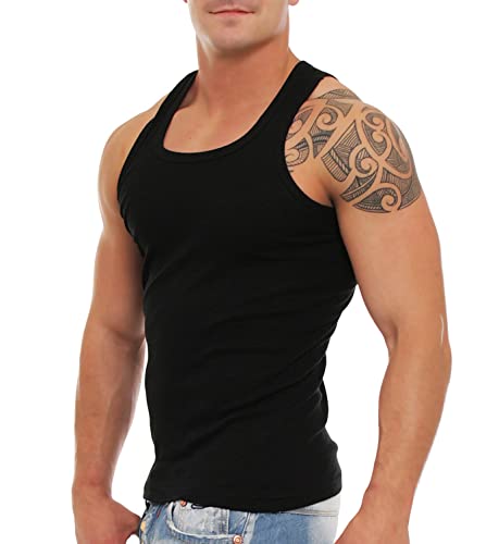 SGS Schwarzes Unterhemd Herren 5er Pack Tank Top Unterhemd Herren Feinripp (3XL, Schwarz) von SGS