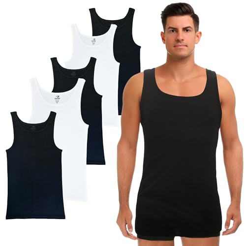 SGS 5er-Pack: Stilvolle Unterhemd Herren EXTRA LANG +12 cm & Tank Top Herren - Feinripp Muskelshirts Männer & Unterziehshirt Mann von SGS