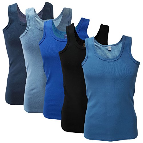 SGS Unterhemden Herren 5er Pack Tank Top Muskelshirts Herren 4XL (4XL, Blau) von SGS