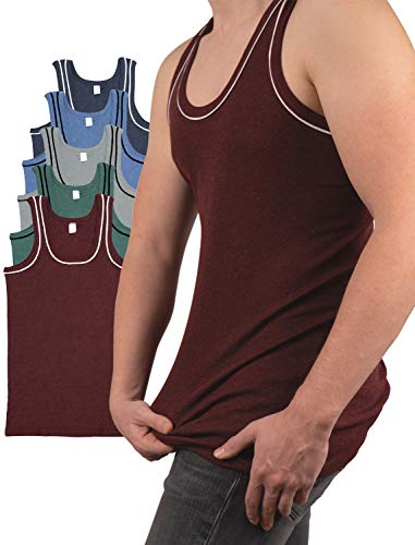 SGS Unterhemden Herren 5er Pack Tank Top Undershirt Men Bunt Rot Grau Dunkelblau (M, 5.Stück) von SGS