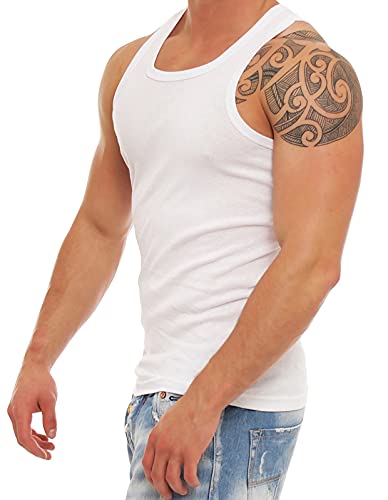 SGS Unterhemden Herren Weiß 5er Pack Tank Top Herren Unterhemd Weiß 6XL von SGS