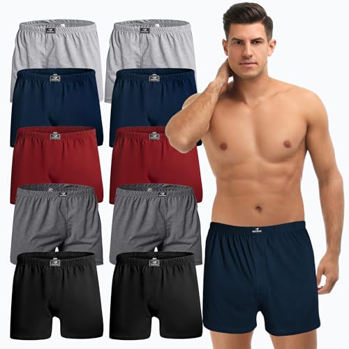SGS Weiche Lockere Boxershorts Herren 10 Pack oder 6er aus 100% Baumwolle Unterhosen Männer Komfortable Atmungsaktive Herren Unterhosen von SGS