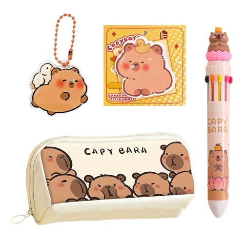 1 Niedliche Tierstiftbeutel, 1 Bleistift, 1 Sticky Note Book, 1 Farbstift, Tragbarer Cartoon -Schreibwarenbeutel, Schülerversorgungen, Schreibwerkzeuge. von SGSCFG