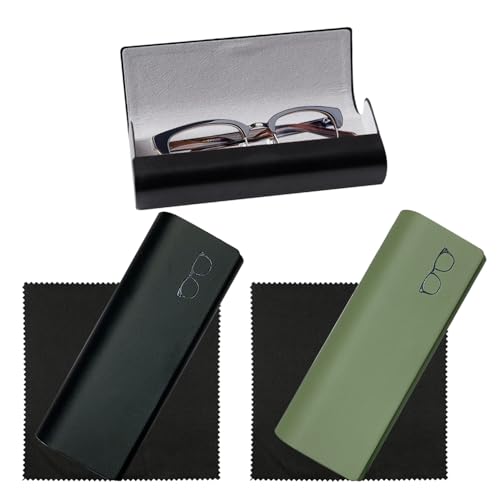 2 Stücke Pu Ergläser Gehäuse Und 2 Stück Gläsertuch, Einfache Tragbare Brille, Sonnenbrille Accessoires, Reisevorräte. von SGSCFG