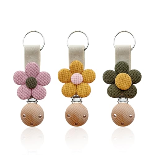 3 Kleine Blumförmige Hölzerne Hutklammern, Winddichtem Fixklammern, Schal-Anti-Verlust-Schnallen, Multifunktionaler Rucksack-Hängendekoration. von SGSCFG