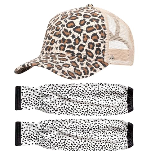 SGSCFG 1 Stück Leopardenmuster -Baseballkappe Und 1 Paar Langer Sonnenschutzhandschuhe, Stilvolle Und Personalisierte Baseballkappe, Sonnenschutzmittel Im Freien Und Accessoires Für Frauen. von SGSCFG