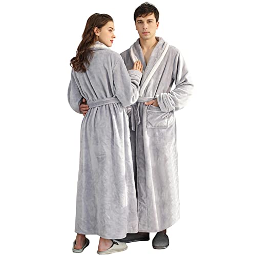 Bademantel Set FüR Paare: BademäNtel FüR Damen, Morgenmantel MäNner Lang,Hausmantel Warme Flanell Saunamantel Frottee Leicht Schlafanzug- Flauschig -Winter Pyjama, Morgenmantel Bodenlang von SGSD