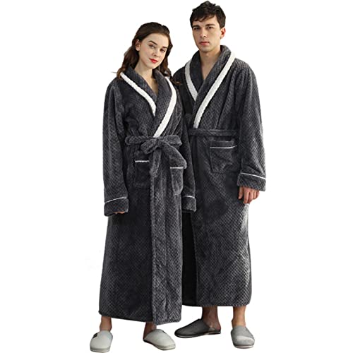 Bademantel Set FüR Paare: BademäNtel FüR Damen, Morgenmantel MäNner Lang,Hausmantel Warme Flanell Saunamantel Frottee Leicht Schlafanzug- Flauschig -Winter Pyjama, Morgenmantel Bodenlang von SGSD
