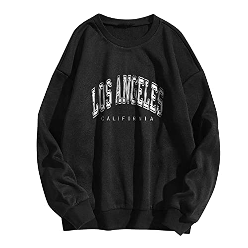 Damen Hoodie Langarm Pullover Grosse Grössen Hip Hop Pullover Tops Rundhals Sweatshirt Damen Ohne Kapuze Teenager Mädchen Vintage Hoodies Langarmshirt Oberteile Y2k Top Winter Herbst Streetwear Pulli von SGSD