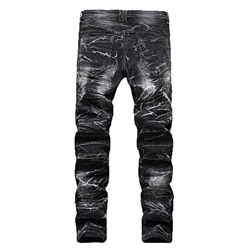 Herren Retro Jeans Ripped Straight Biker Jeans Jeans-Herren Slim Fit Basic Style Stretch-Denim Herren Jeans-Hose Jeans Herren Destroyed Look Slim Fit Denim Strech Jeans-Hose von SGSD
