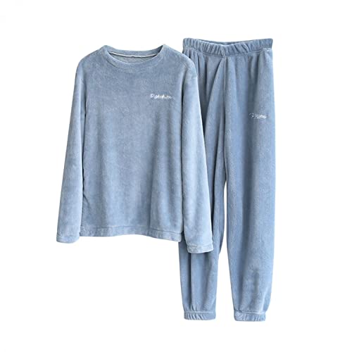 Kuschel Schlafanzug Damen- Zweiteiler Damen Elegant Freizeitanzug -Flauschig Langarm Winter Fleece-Trainingsanzug Frottee Warm - Hausanzug Baumwolle Jogginganzug-Loungewear- PlüSch Hose von SGSD