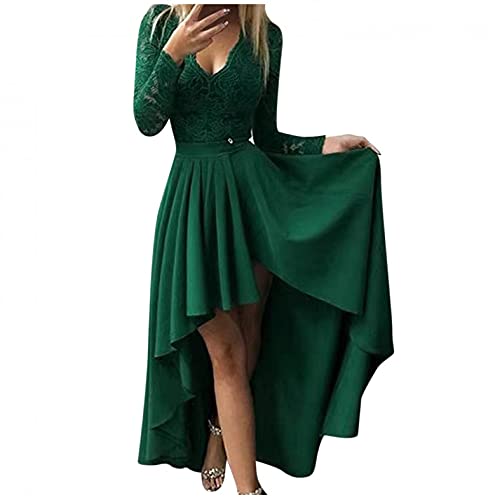 SGSD Damen Abendkleid Lang Mit Schlitz Cocktailkleid Spitze Abendkleider Kleid Etuikleider Cocktail Spitzenkleid Partykleid Brautjungfernkleider Hochzeit Maxikleid Ballkleid, S, Grün von SGSD