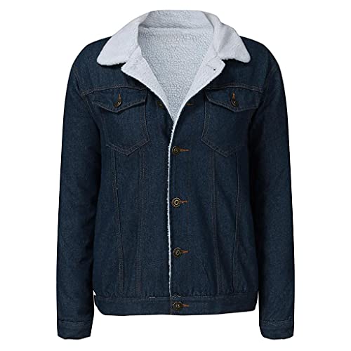 SGSD Damen Winterjacke Warm Jeansjacke Fleecejacke Kurz Jacke PlüSchjacke Herbst Winter üBergangsjacke Outwear Fleece Warme GefüTterte Denim Jacket Jeans Jacken Jeans Herbstjacke Mantel Wintermantel von SGSD