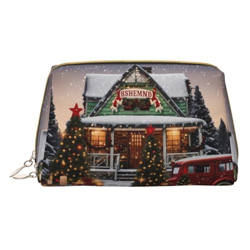 Farmhouse Make-up-Tasche für Reisen, Kosmetiktasche aus Leder, tragbar, Kulturbeutel, Kosmetiktasche für Damen und Herren, weiß, Einheitsgröße von SGZLZBWK