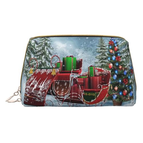 Kosmetiktasche aus Leder mit Aufschrift "Merry Christmas", Geschenk für Weihnachten, für Reisen, tragbare Kulturbeutel, Kosmetiktasche für Damen und Herren, weiß, Einheitsgröße von SGZLZBWK