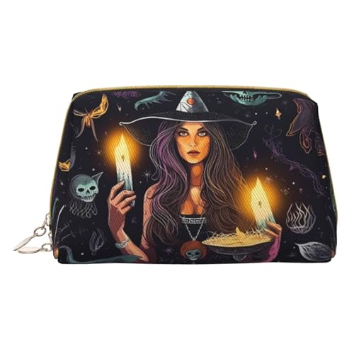 Magic Witch Witchcraft Bohemian Drawing Makeup Bag for Travel, Leather Cosmetic Bag Portable Toiletry Bags Cosmetic Cases for Women Men, weiß, Einheitsgröße von SGZLZBWK
