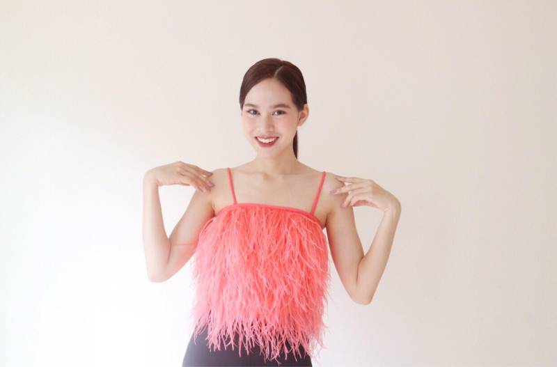 Nicky Orange Straußenfedern Top, Braut Top, Custom Tank Crop Getrennt Top von SGinstar