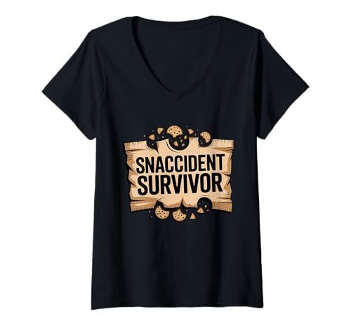 Damen Lustiges Plätzchenbrösel mit lustigem Humor-Design von Snaccident Survivor T-Shirt mit V-Ausschnitt von SH Clothing Gifts