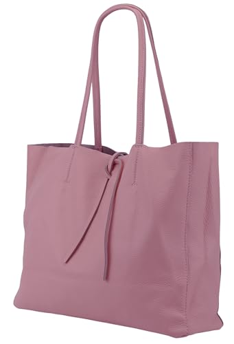 SH Leder ® Damen Echt Rindleder Shopper in Querformat mit Innentasche in vielen Farben Schultertasche Henkeltasche 30x37cm Maja G514 (Altrosa) von SH Leder