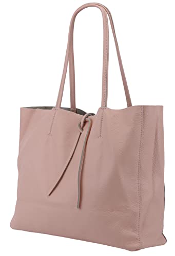 SH Leder ® Damen Echt Rindleder Shopper in Querformat mit Innentasche in vielen Farben Schultertasche Henkeltasche 30x37cm Maja G514 (Nude) von SH Leder