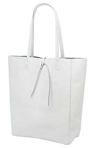 SH Leder ® Damen Echt Rindleder Shopper mit Innentasche in vielen Farben Schultertasche Henkeltasche 37x29cm Kora G266 (Weiss) von SH Leder