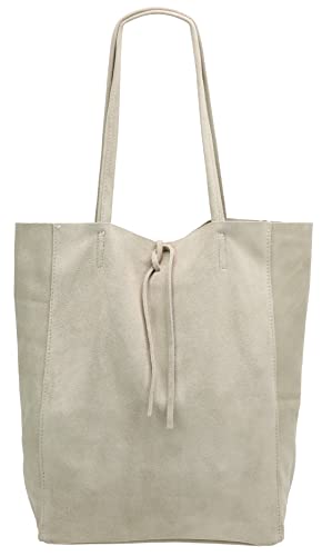 SH Leder ® Damen Echt Wildleder Shopper mit Innentasche in vielen Farben Schultertasche Henkeltasche 37x29cm Katrin G261 (BEIGE) von SH Leder