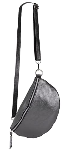 SH Leder ® echt Leder Hüfttasche Damen Herren Unisex Gürteltasche für Festival Reise Bauchtasche große Crossbody Bag Frauen Ledertasche 30x18cm Lala G399 (Anthrazit Metallic) von SH Leder