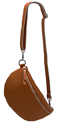 SH Leder ® echt Leder Hüfttasche Damen Herren Unisex Gürteltasche für Festival Reise Bauchtasche große Crossbody Bag Frauen Ledertasche 30x18cm Lala G399 (Cognac) von SH Leder