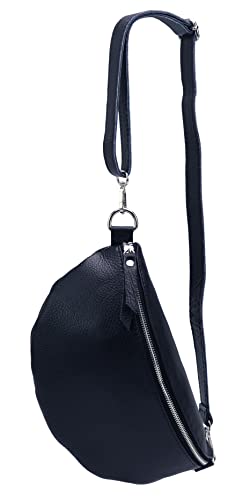 SH Leder ® echt Leder Hüfttasche Damen Herren Unisex Gürteltasche für Festival Reise Bauchtasche große Crossbody Bag Frauen Ledertasche 30x18cm Lala G399 (Dunkelblau) von SH Leder