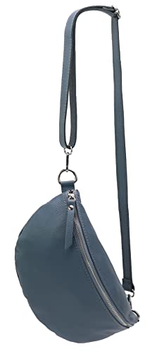 SH Leder ® echt Leder Hüfttasche Damen Herren Unisex Gürteltasche für Festival Reise Bauchtasche große Crossbody Bag Frauen Ledertasche 30x18cm Lala G399 (Jeansblau) von SH Leder