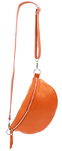 SH Leder ® echt Leder Hüfttasche Damen Herren Unisex Gürteltasche für Festival Reise Bauchtasche große Crossbody Bag Frauen Ledertasche 30x18cm Lala G399 (ORANGE) von SH Leder